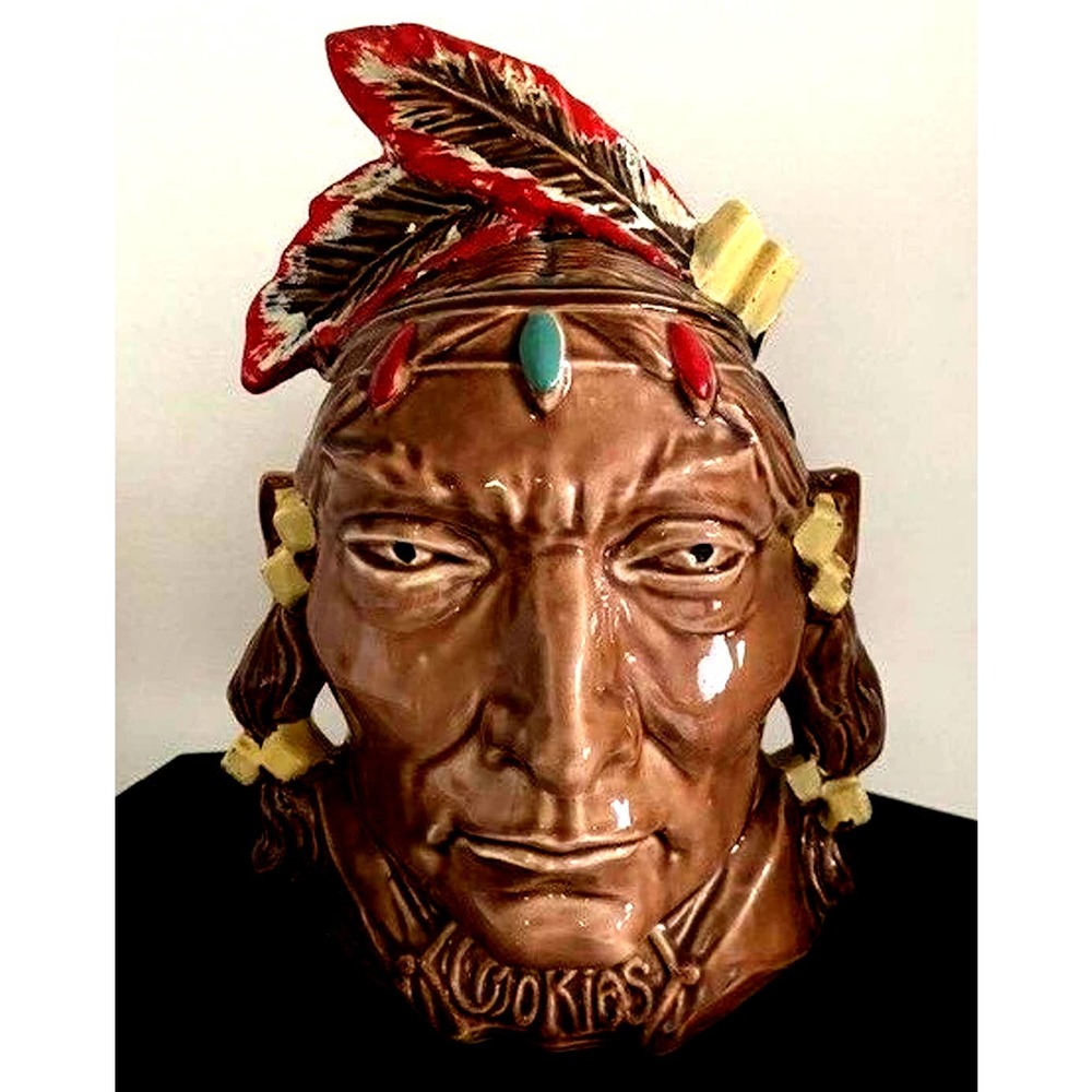 McCoy Pottery USA Indian Head Native American Cookie Jar Circa 1950s Rare